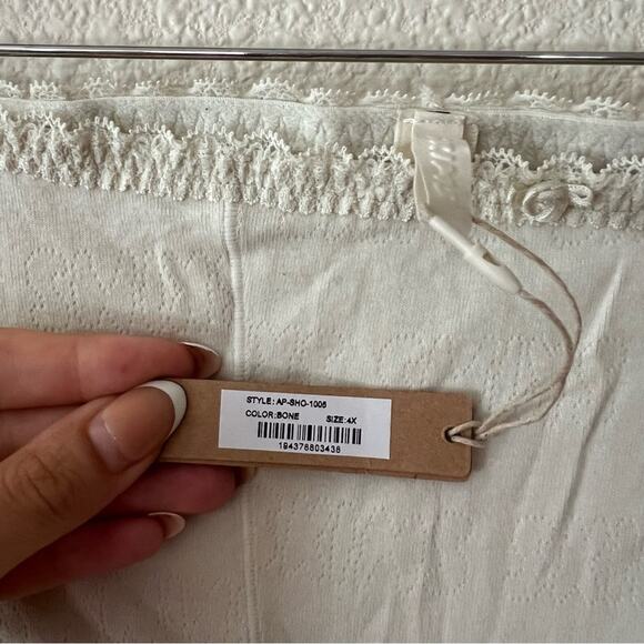 Skims lace Pointelle high rise Boxer shorts in bone ivory NEW 4X - Picture 7 of 8